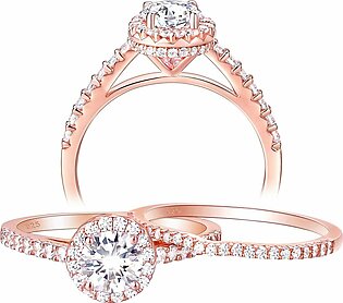Wedding Rings for Women Engagement Ring Set Rose Gold Sterling Silver