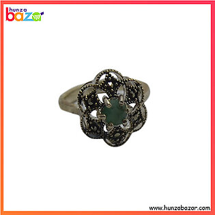 Emerald Stone Silver Ring HB-572