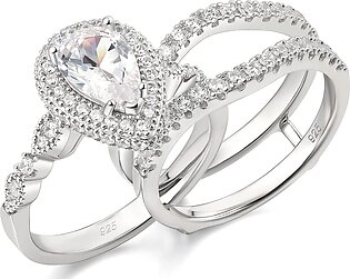 Enhancer Engagement Ring Set for Women 925 Sterling Silver