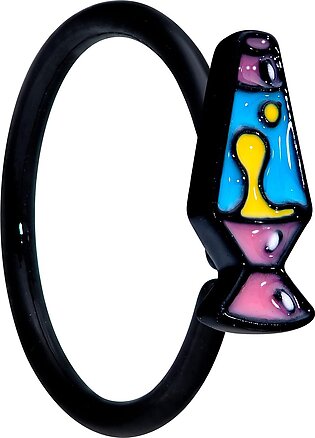 Body Candy Womens 18G Black PVD Steel Nose Ring Retro Lava Lamp Nose Hoop Ring Circular Nose Ring