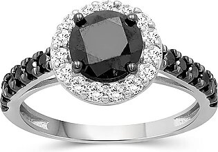 Diamond Halo Rings – 2.00CTW Black & White Ring