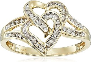 Amazon Collection Yellow Gold Diamond Heart Ring