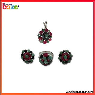 Ruby Emerald & Sapphire Stone Jewelry Set HB-455