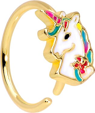 Body Candy Womens 20G PVD Steel Nose Ring Rainbow Unicorn Nose Hoop Ring Circular Nose Ring