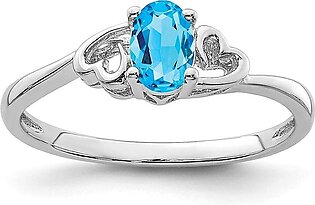 Solid 925 Sterling Silver Light Swiss Blue Topaz Engagement Ring