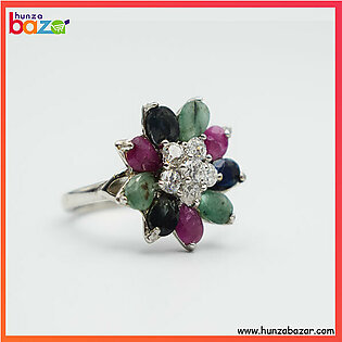 Ruby Emerald & Sapphire Stone Ring HB-689