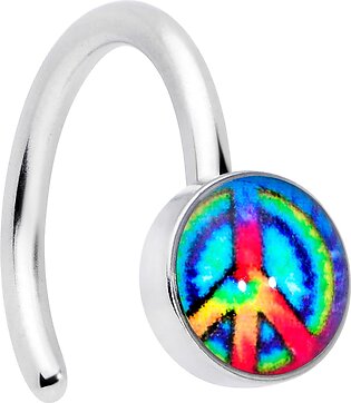 Body Candy Womens 18G 316L Steel Nose Ring Tie Dye Peace Sign Nose Hoop Ring Circular Nose Ring