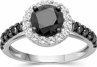 Diamond Halo Rings Black & White Diamond Ring