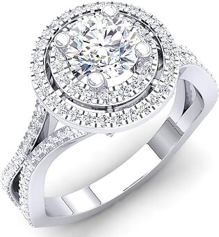 Dazzlingrock Collection 1.50 Carat (ctw) 14K Round Cut White Cubic Zirconia Ladies Bridal Halo Engagement Ring, White Gold