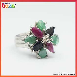 Ruby Emerald & Sapphire Stone Ring HB-690