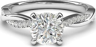 14k White Gold 4-Prong Petite Twisted Vine Simulated 1.0 CT Diamond Engagement Ring Promise Bridal Ring