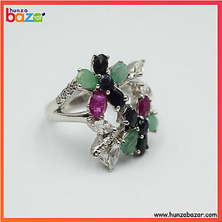 Ruby Emerald & Sapphire Stone Ring HB-694