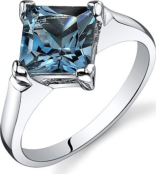 Peora London Blue Topaz Engagement Ring Sterling Silver