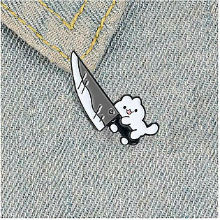 Cartoon Personality Pin Duck Knife Cat Knife Brooch