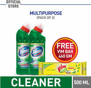 FREE VIM LEMON Bar 460G WITH PACK OF 2 DOMEX GREEN MULTI PURPOSE SURFACE CLEANER 500ML