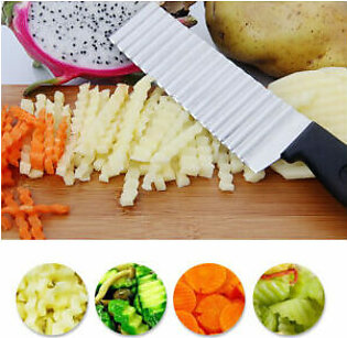 Potato French Fry Cutter Stainless Steel Wave Knife Chopper Serrated Blade