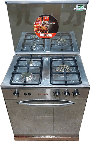 CROWN Cooking Range 27inch HS2 – Brass Burner SS Top Non – Magnetic Three Burner Steel Body