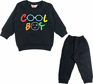 Cool Boy Black Fleece Pajama Shirt Set