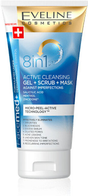 FACEMED+ 8IN1 ACTIVE CLEANSING GEL+SCRUB+MASK 150ML