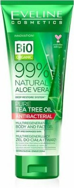 Bio Organic 99% Natural Aloe Vera Tea Tree Oil Antibacterial Body & Face Gel 250ml