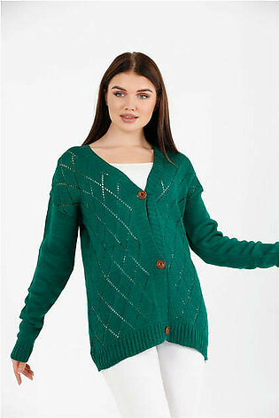 Women's Knitted Cardigan Button Detail by Memnu - MEWS860