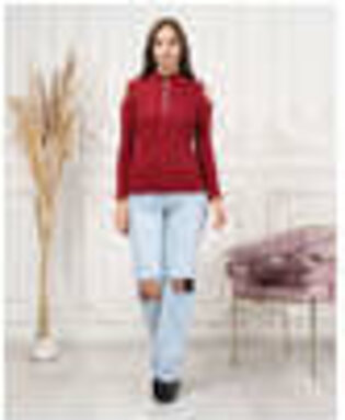 Women's Zip Detail Light Sweater by Memnu - MEWS777