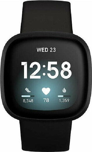 Fitbit Activity Tracker Versa 3 GPS Fitness Watch (FB511BKBK) Black Aluminum