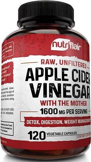 Apple Cider Vinegar Capsules With Mother 1600mg - 120 Vegan ACV Pills