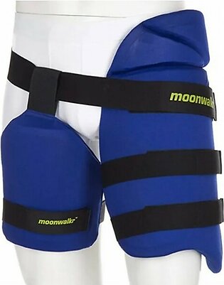 Moonwalkr ENDOS Thigh Guards, Lower Body Safety, Protection Equipment for Cricket Players, Flexible Fit, Cricket Thigh Pads for Adults, Boys and Men, Blue Left Handed