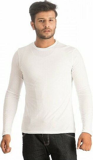 White Round Neck Full Sleeves T shirt