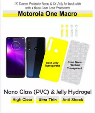 Motorola One Macro Pack of 6 Screen Protector & Back side with 4 pieces of back cam lens protectors