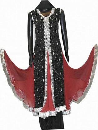 Beautiful FRESH STONE EMBROIDERY FROCK BLACK AND RED WEDDING DRESS A1