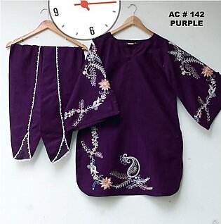 *New Arrival* Short Shirt Sleeves Embroidery Shirt With Lace Tulip Trouser 2Piece