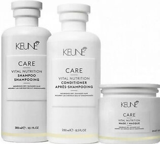 KEUNE Care Vital Nutrition Treatment with shampoo conditioner and hair mask