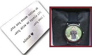 Combo of Customized Picture Watch and Personalized Message Metalcard