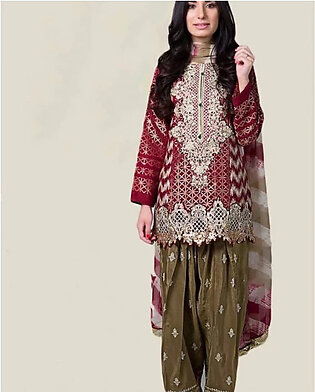 Beautiful traditional style EMbroidered Dress 3Piece Unstitched - ZHS-154