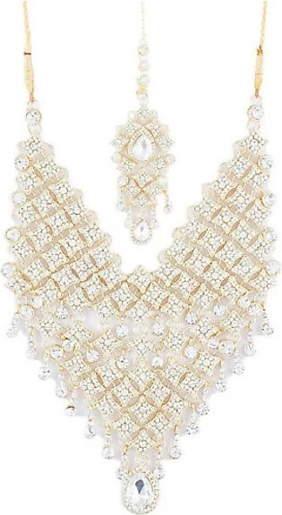 Pack of 2 - Golden and White Gold Plated American Zircons Bridal Set