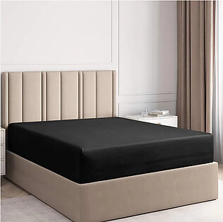 Fitted bed Sheet mattress protector Jersey Stretch Fabric in Black Queen Size
