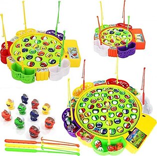 Larger Size Kids Fishing Game Toy Electric Music Rotating Catch Fish Toys Set Gift