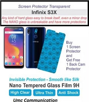 Infinix S3x - Screen protector Best Material Nano Glass with Back Cam Protector Anti shock