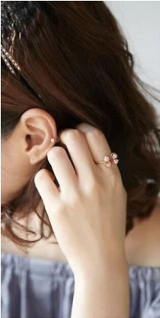 Charming Shiny rhinestone Plating Gold Bow Ring jewellery for women