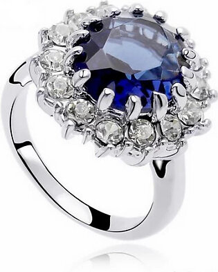 Platinum Plated Blue Pearl Ring