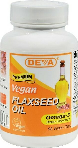 Vegan Flaxseed Oil Omega-3 Dietary Supplement - 90 Vegan Capsules