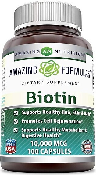 Biotin Supplement 10000Mcg - 100 Capsules