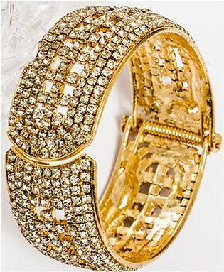 Gold Plated Zircon - Hand Made Bangle - Golden
