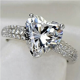Heart shape white gold plated Ring for Her
