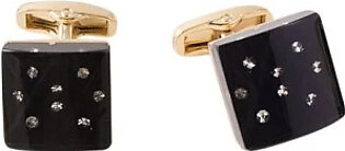 Jet Black Gold Plated Cufflink with White Zircons