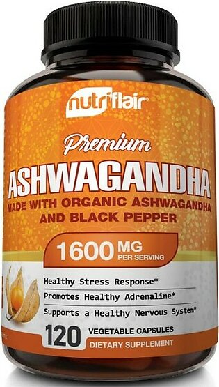 Organic Ashwagandha Dietary Supplement - 120 Capsules