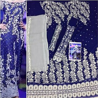 Beautifully Embroidered Blue Bridal Maxi Dress FS-002