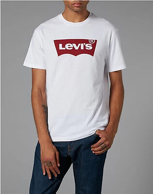 White Cotton Levis Printed T shirt For Him